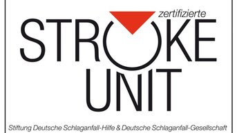 Zertifiziertes Logo der Stroke Unit, unterstützt von der Stiftung Deutsche Schlaganfall-Hilfe und der Deutschen Schlaganfall-Gesellschaft.